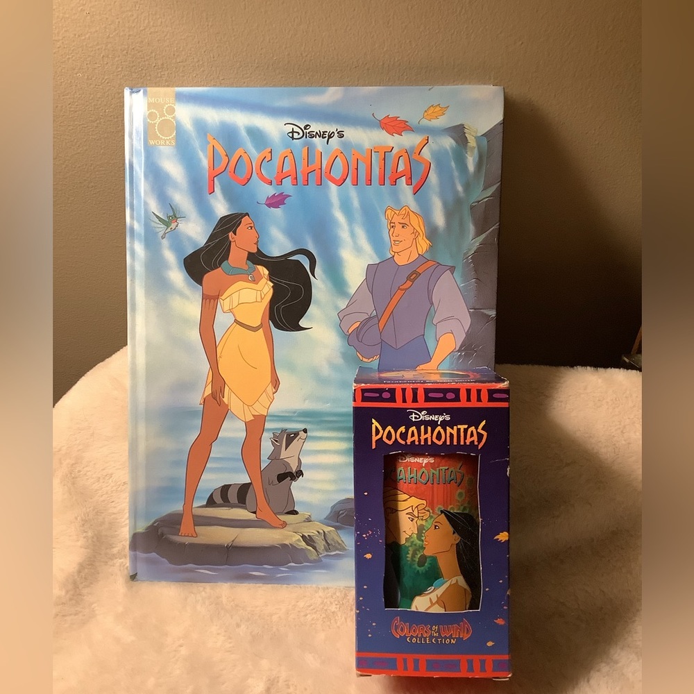 Vintage Pocahontas Collector’s Glass and Disney Book